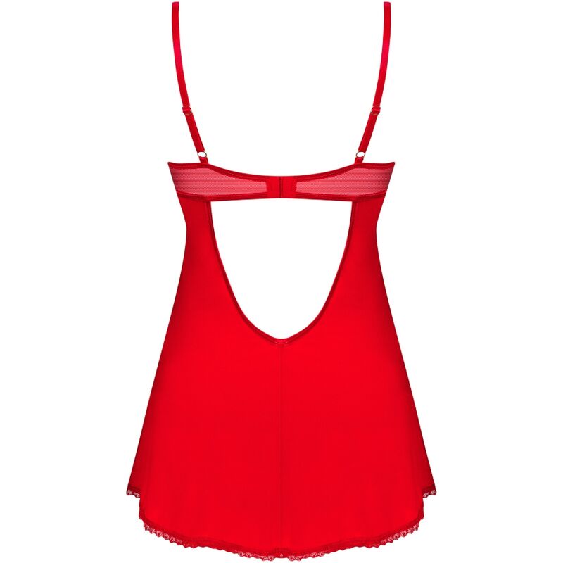 OBSESSIVE - INGRIDIA CHEMISE & TANGA ROT XS/S