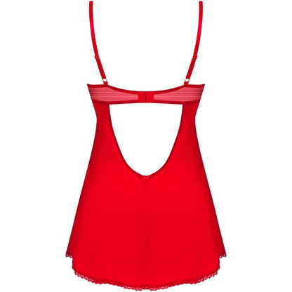 OBSESSIVE - INGRIDIA CHEMISE & TANGA ROT XS/S