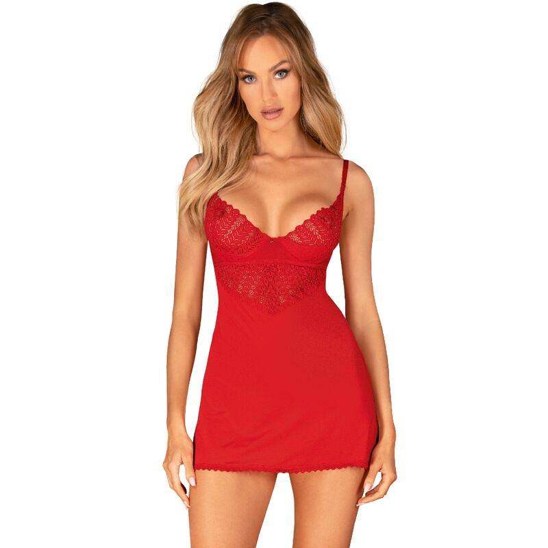 OBSESSIVE - INGRIDIA CHEMISE & TANGA ROT XS/S - Vanelion Paradise