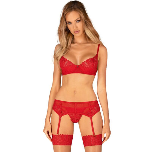 OBSESSIVE - INGRIDIA-SET DREITEILIG ROT XS/S