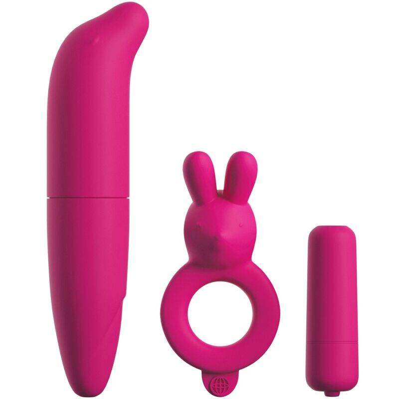 CLASSIX - KIT FÜR PAARE MIT RING, BULLET UND ROSA STIMULATOR - Vanelion Paradise
