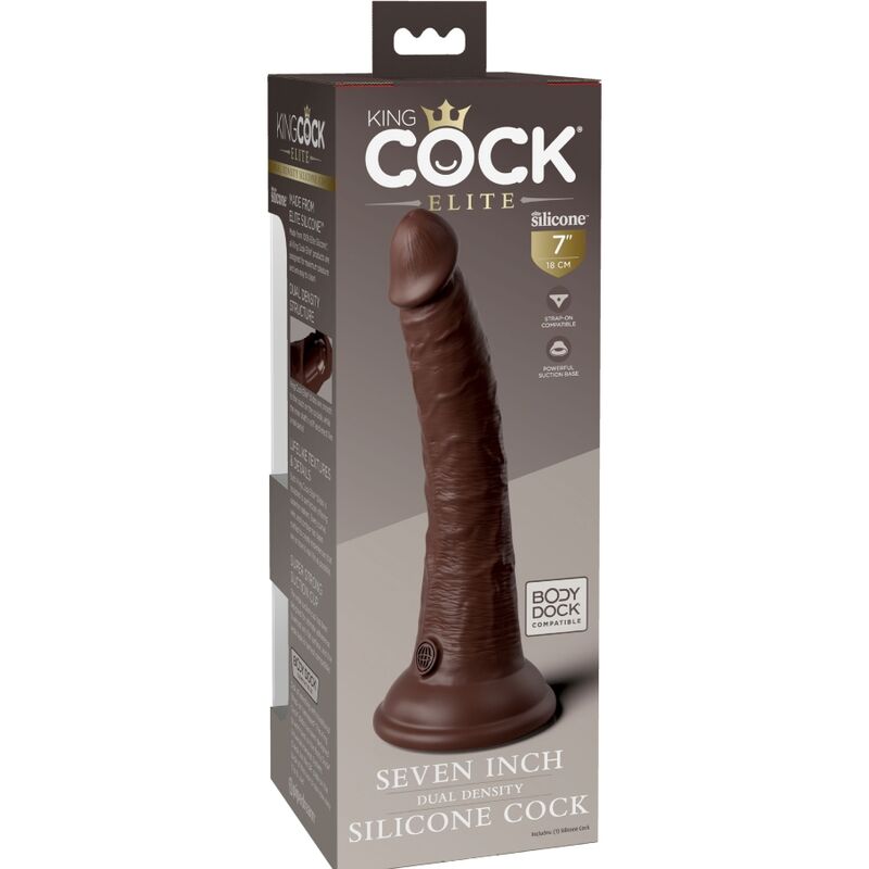 KING COCK - ELITE REALISTISCHER SILIKONDILDO 17.8 CM BRAUN