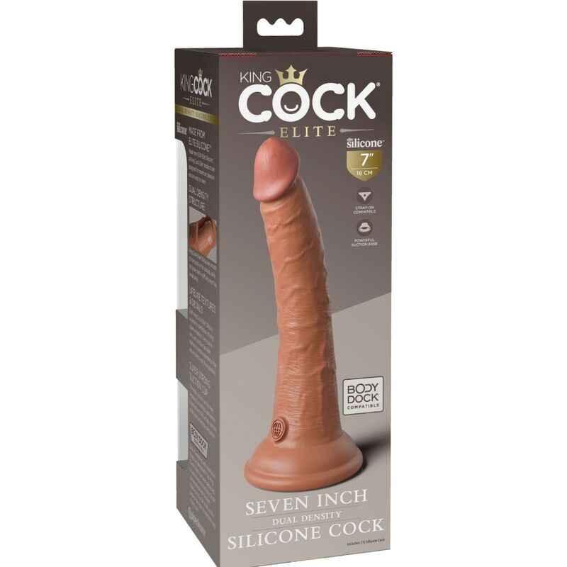 KING COCK - ELITE REALISTISCHER SILIKONDILDO 17.8 CM KARAMELL - Vanelion Paradise
