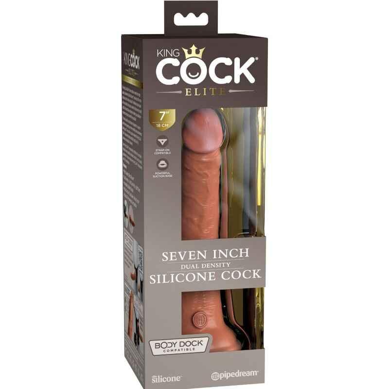 KING COCK - ELITE REALISTISCHER SILIKONDILDO 17.8 CM KARAMELL - Vanelion Paradise