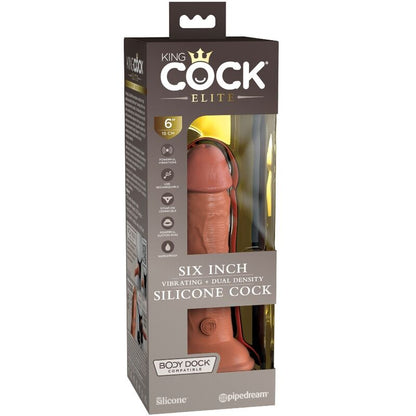 KING COCK - ELITE REALISTISCHER DILDO MIT VIBRATION UND SILIKON 15.2 CM KARAMELL