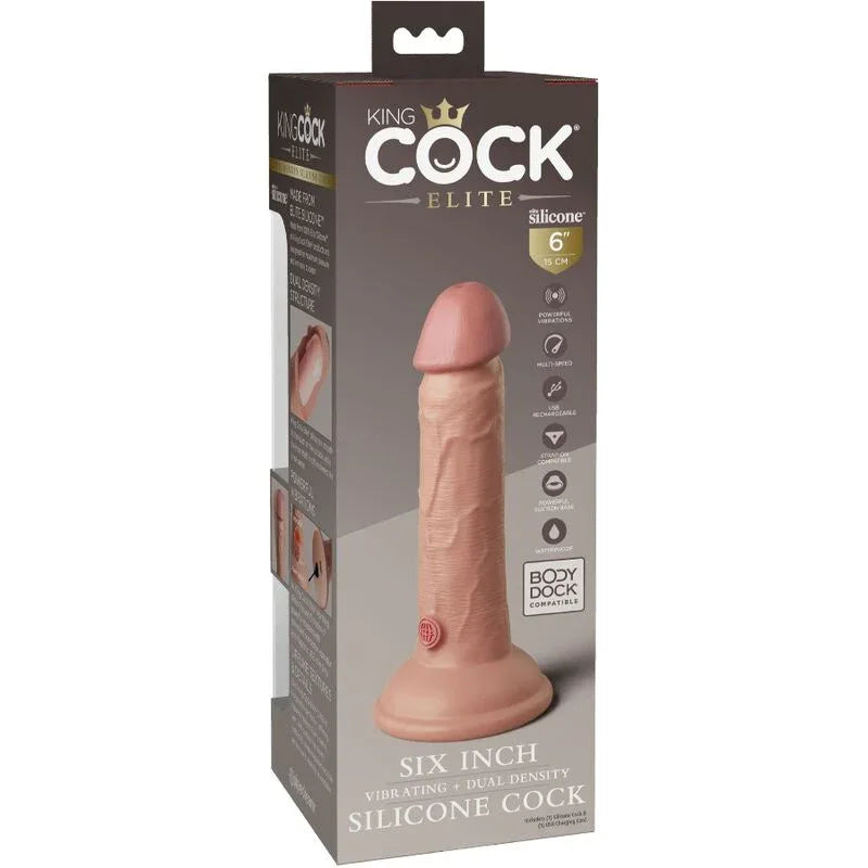 KING COCK - ELITE REALISTISCHER DILDO MIT VIBRATION UND SILIKON 15.2 CM - Vanelion Paradise