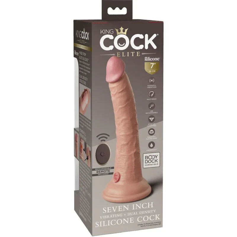 KING COCK - ELITE REALISTISCHER DILDO VIBRATOR & SILIKON FERNBEDIENUNG 17.8 CM - Vanelion Paradise