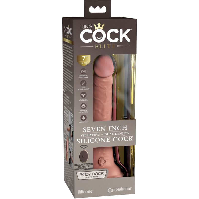 KING COCK - ELITE REALISTISCHER DILDO VIBRATOR & SILIKON FERNBEDIENUNG 17.8 CM