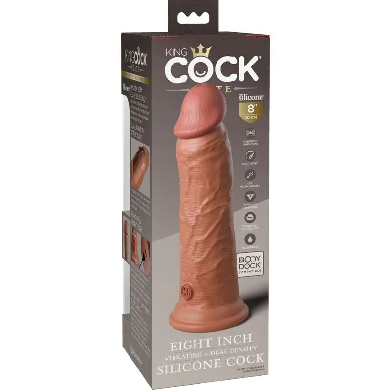 KING COCK - ELITE REALISTISCHER DILDO MIT VIBRATION UND SILIKON 20.3 CM KARAMELL - Vanelion Paradise