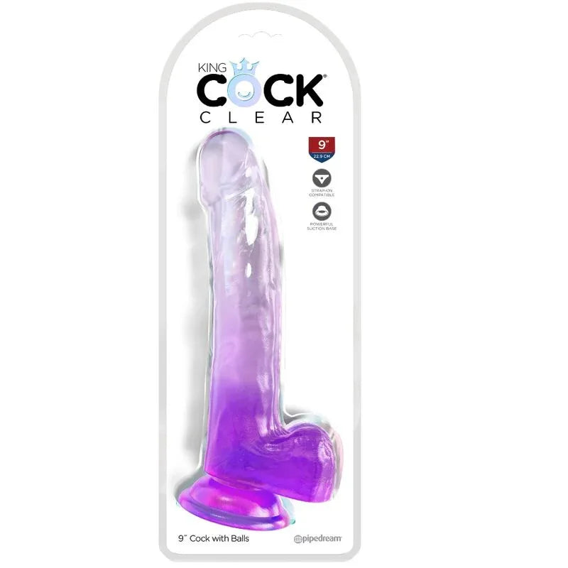 KING COCK - CLEAR DILDO MIT HODEN 20.3 CM LILA - Vanelion Paradise