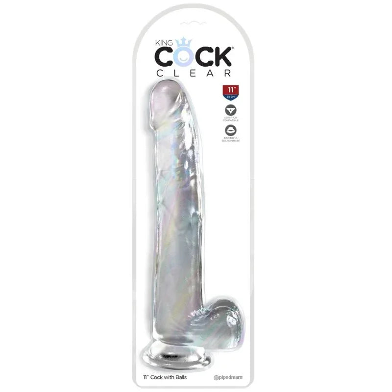 KING COCK - CLEAR DILDO MIT HODEN 24.8 CM TRANSPARENT - Vanelion Paradise
