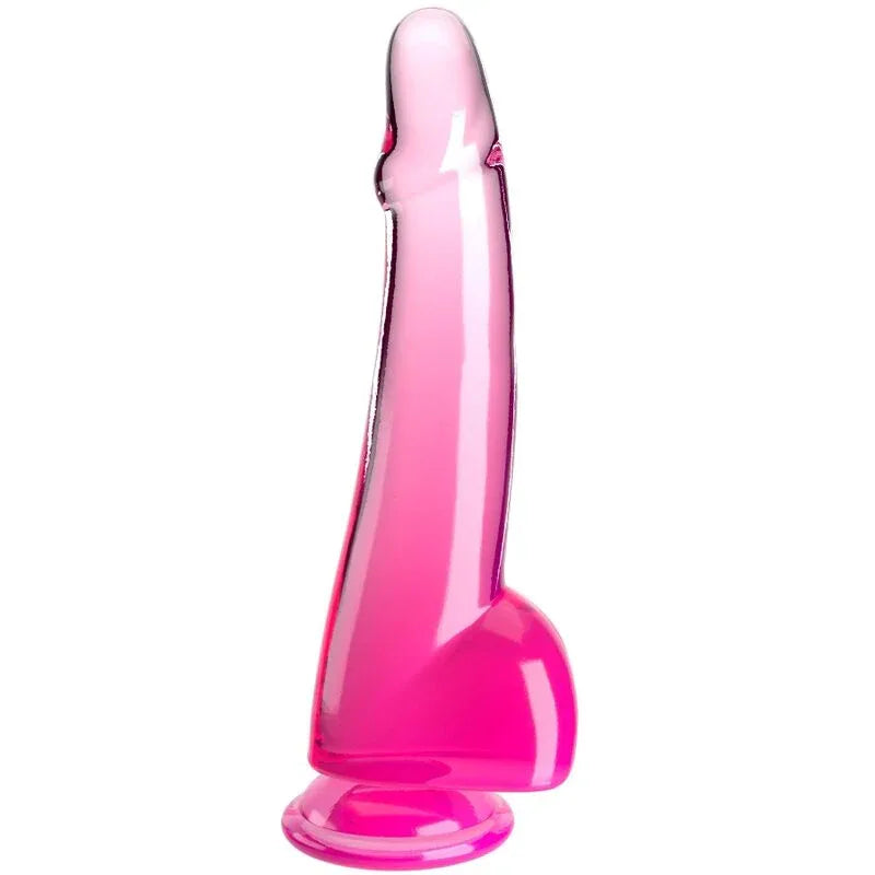 KING COCK - CLEAR DILDO MIT HODEN 19 CM ROSA - Vanelion Paradise