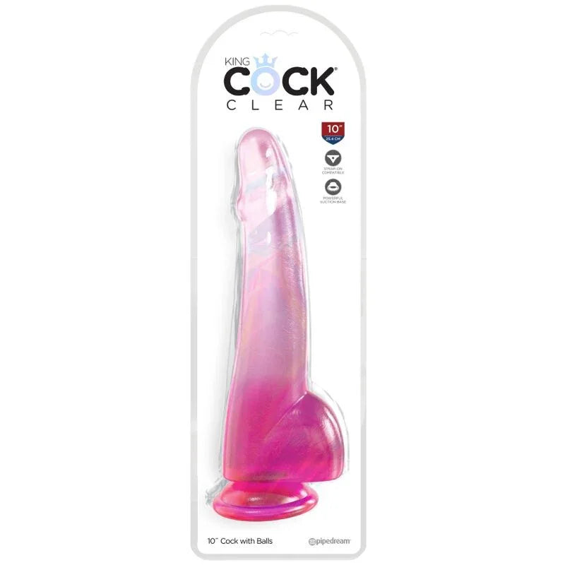 KING COCK - CLEAR DILDO MIT HODEN 19 CM ROSA - Vanelion Paradise