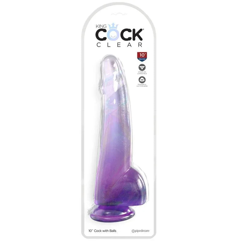 KING COCK - CLEAR DILDO MIT HODEN 19 CM LILA - Vanelion Paradise