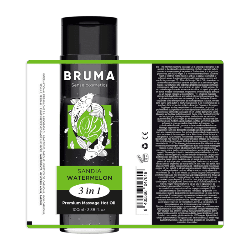 BRUMA - PREMIUM-MASSAGEÖL MIT WÄRMEEFFEKT, WASSERMELONE-GESCHMACK 3 IN 1 - 100 ML - Vanelion Paradise