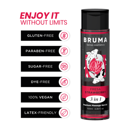 BRUMA - PREMIUM-MASSAGEÖL MIT WÄRMEEFFEKT, ERDBEERE-GESCHMACK 3 IN 1 - 100 ML