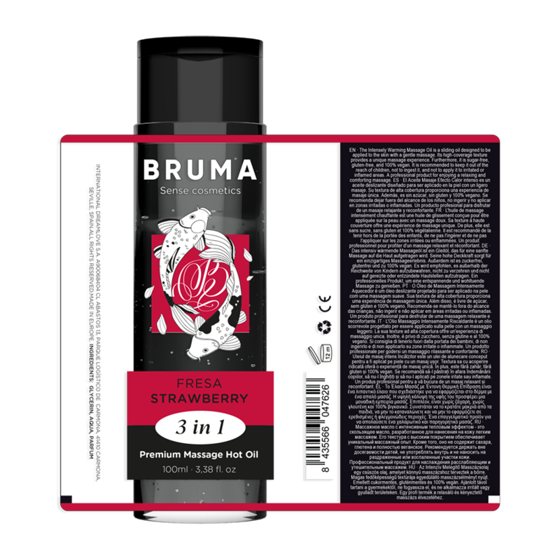 BRUMA - PREMIUM-MASSAGEÖL MIT WÄRMEEFFEKT, ERDBEERE-GESCHMACK 3 IN 1 - 100 ML