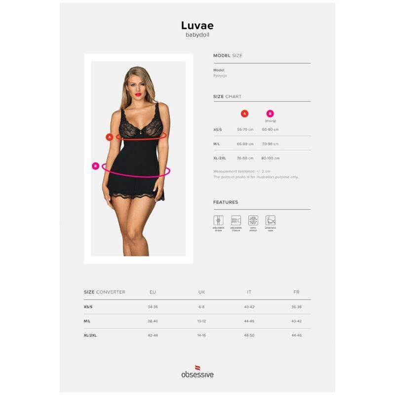 OBSESSIVE - BABYDOLL UND LUVAE THONG SCHWARZ XS/S - Vanelion Paradise