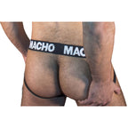 Macho MX25NN Transparenter Jockstrap Schwarz L, Rückansicht mit offenen Gesäßbändern am Model