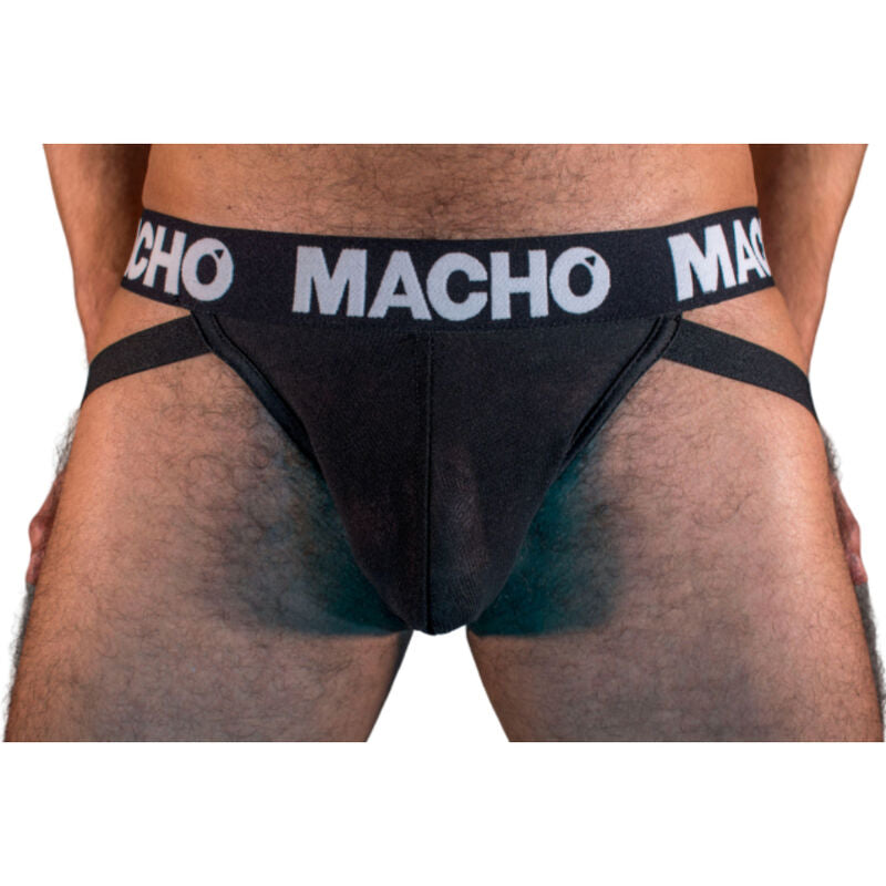 Macho MX25NN Transparenter Jockstrap Schwarz XL, Vorderansicht am Model