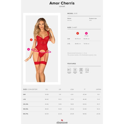 OBSESSIVE - AMOR CHERRIS KORSETT & TANGA L/XL