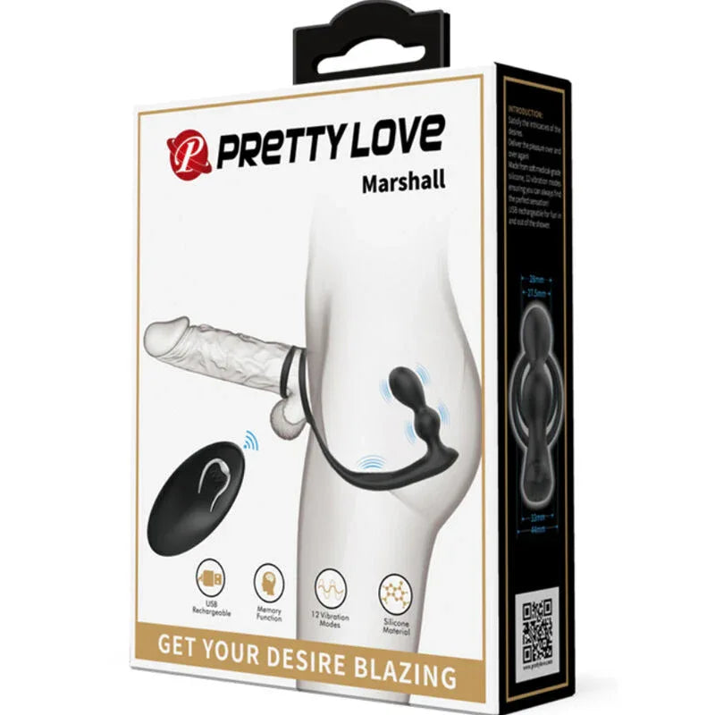 PRETTY LOVE - MARSHALL PENISRING MIT VIBRATORISCHEM ANALPLUG MIT FERNBEDIENUNG - Vanelion Paradise