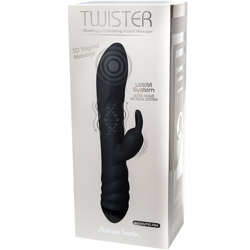 ADRIEN LASTIC - TWISTER VIBRATOR UND ROTATOR MASSAGER RABBIT SCHWARZ