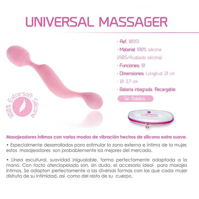 FEMINTIMATE - UNIVERSAL-MASSAGER-SILIKON-VIBRATOR ROSA