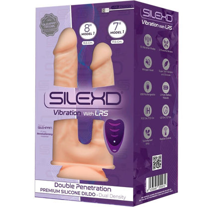 SILEXD - MODELL 1 REALISTISCHER PENIS-DOPPELPENETRATIONSVIBRATOR PREMIUM SILEXPAN SILIKON FERNBEDIENUNG 17.5 / 19.5 CM