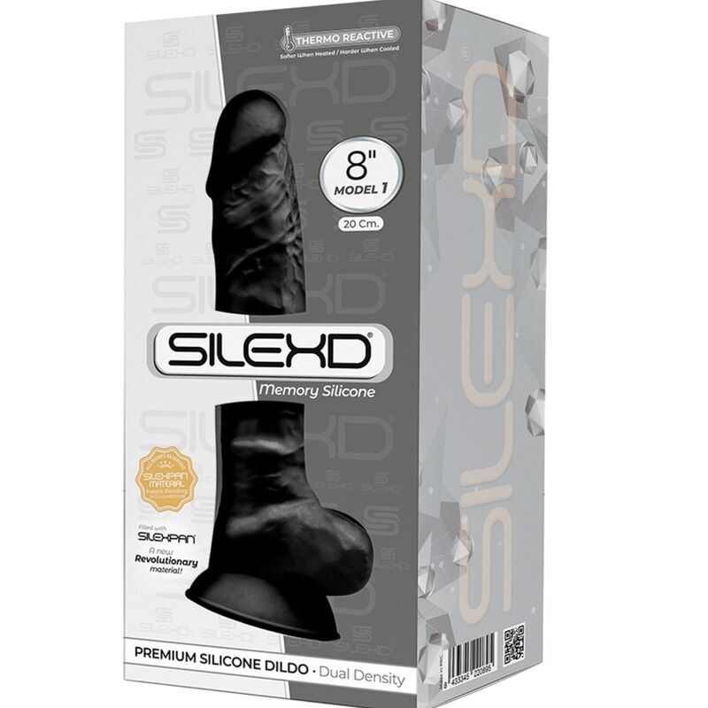 SILEXD - MODEL 1 REALISTISCHER PENIS PREMIUM SILEXPAN SILIKON SCHWARZ 20 CM