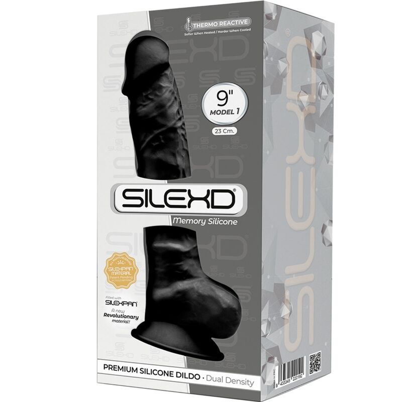 SILEXD - MODELL 1 REALISTISCHER PENIS PREMIUM SILEXPAN SILIKON SCHWARZ 23 CM