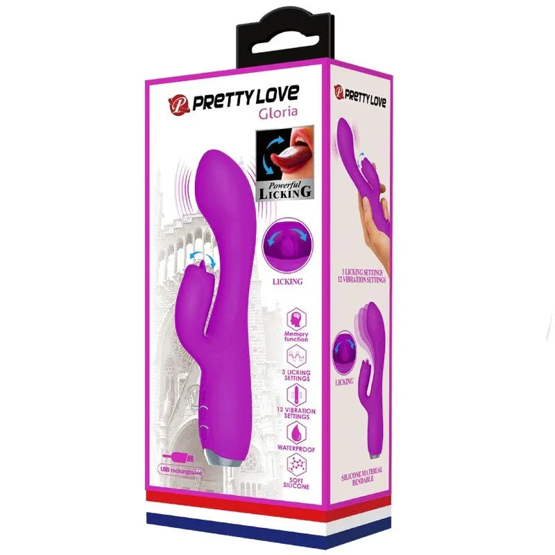 PRETTY LOVE - GLORIA WIEDERAUFLADBARER KANINCHENVIBRATOR, WASSERDICHT, LILA - Vanelion Paradise