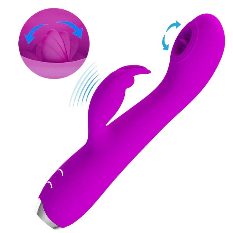 PRETTY LOVE Rachel Zungenvibrator mit Saugfunktion – Lila, USB - Vanelion Paradise