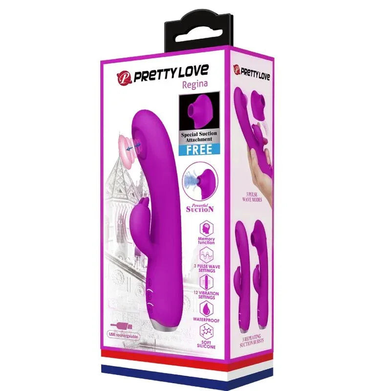 PRETTY LOVE - REGINA WIEDERAUFLADBARER VIBRATOR-SAUGER LILA - Vanelion Paradise
