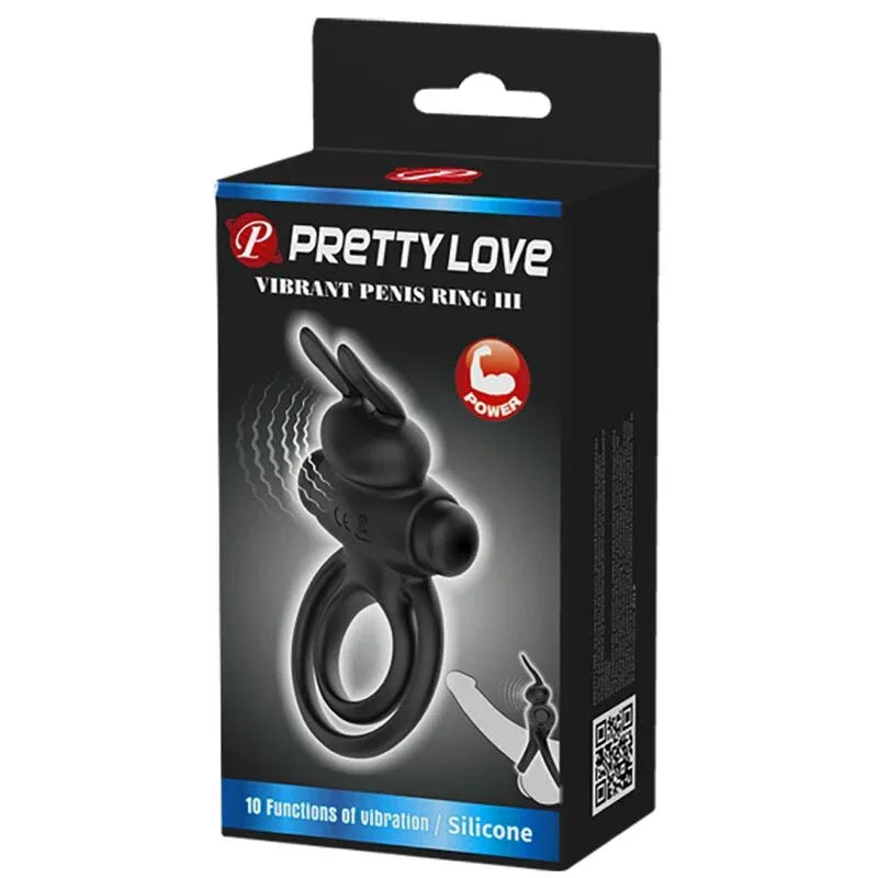 PRETTY LOVE - VIBRATOR III KANINCHENRING FÜR SCHWARZEN PENIS - Vanelion Paradise