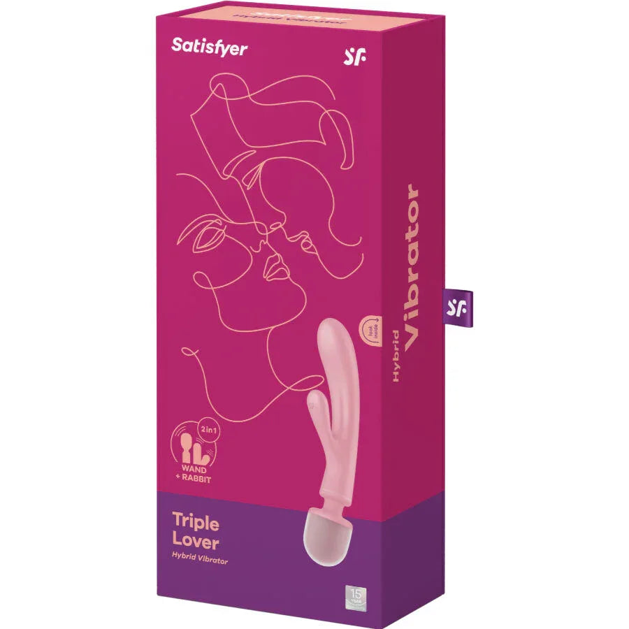 SATISFYER - TRIPLE LOVER RABBIT VIBRATOR MASSAGER ROSA - Vanelion Paradise
