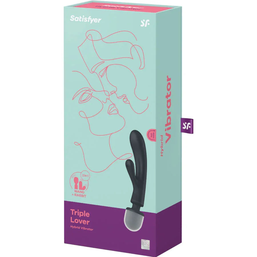 SATISFYER - TRIPLE LOVER RABBIT VIBRATOR MASSAGER ROSA - Vanelion Paradise