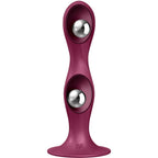 SATISFYER - DOUBLE BALL-R SILIKONDILDO GRANAT - Vanelion Paradise