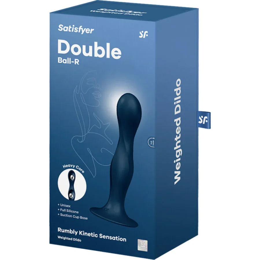 SATISFYER - DOUBLE BALL-R SILIKONDILDO GRANAT - Vanelion Paradise
