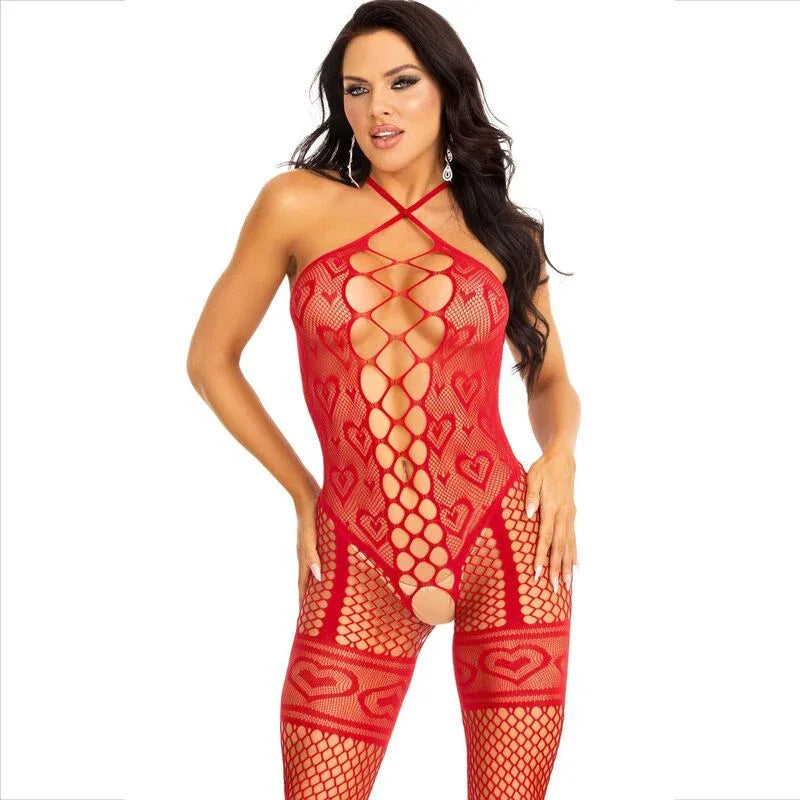 LEG AVENUE - BODYSTOCKING HALSHALTER ROTE HERZEN ROT - Vanelion Paradise