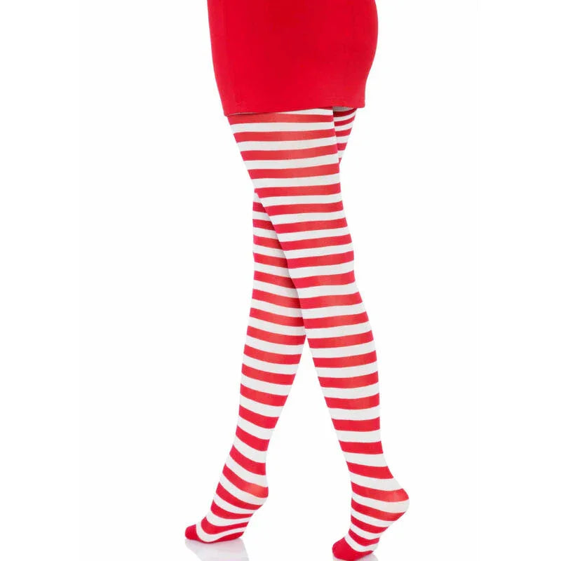 LEG AVENUE - WEISS/ROT GESTREIFTE STRUMPFHOSEN - Vanelion Paradise