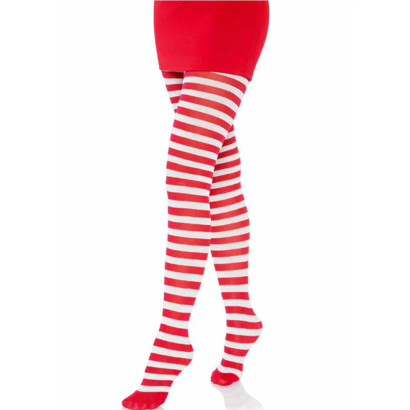 LEG AVENUE - WEISS/ROT GESTREIFTE STRUMPFHOSEN - Vanelion Paradise