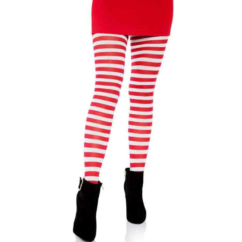 LEG AVENUE - WEISS/ROT GESTREIFTE STRUMPFHOSEN - Vanelion Paradise