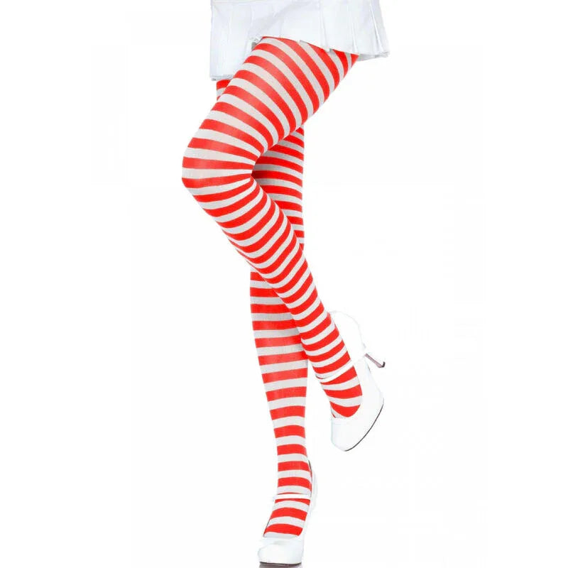 LEG AVENUE - WEISS/ROT GESTREIFTE STRUMPFHOSEN - Vanelion Paradise