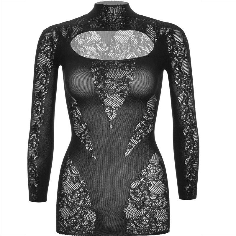 LEG AVENUE - MINIKLEID MIT SPITZE LANGARM SCHWARZ - Vanelion Paradise