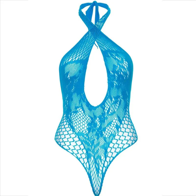 LEG AVENUE - TEDDY-HALFTER MIT SPITZE BLAU - Vanelion Paradise