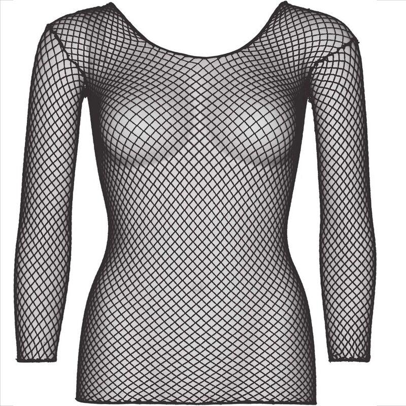LEG AVENUE - NETZ LANGARM T-SHIRT SCHWARZ - Vanelion Paradise