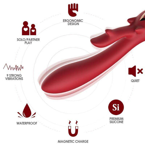 ARMONY - ELCH VIBRATOR KANINCHEN GEBOGEN ROT - Vanelion Paradise