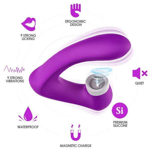ARMONY - SECRETKISS LECKT VIBRIERENDEN CLIT UND VIBRATOR, GEBOGEN LILA - Vanelion Paradise