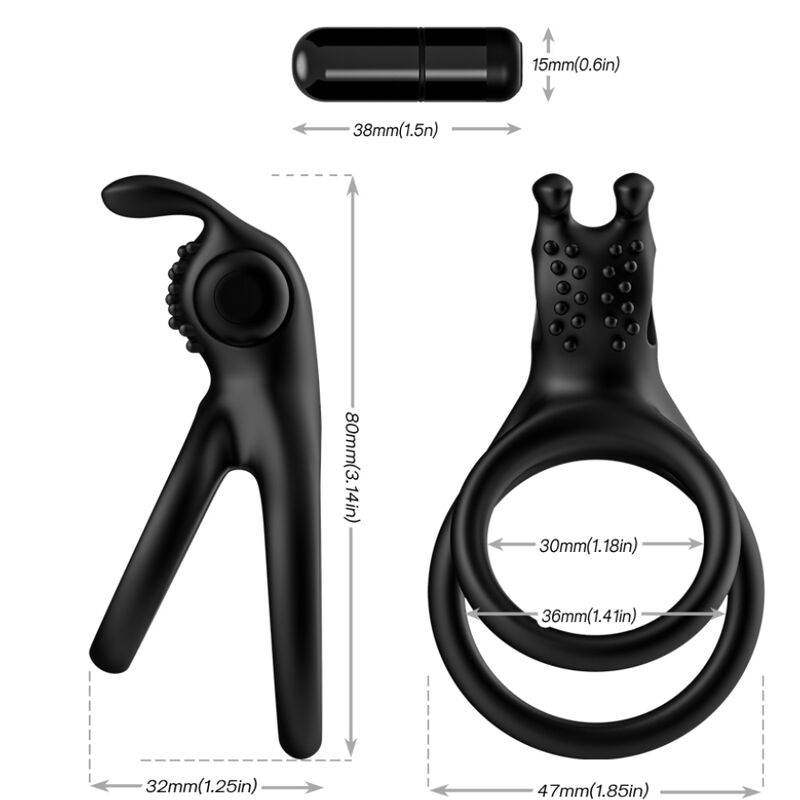 ARMONY - TRAVELLER DOPPEL-VIBRATORRING FÜR PAARE RABBIT SCHWARZ - Vanelion Paradise